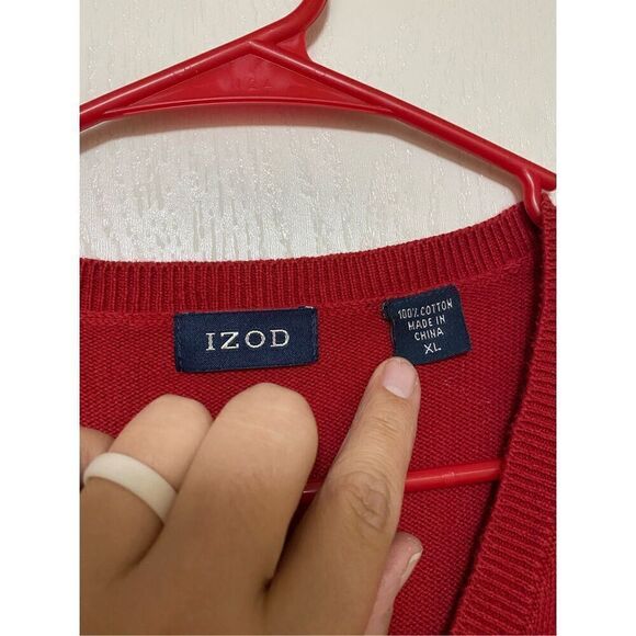 Izod Red Gray Plaid Sweater Vest Size XL - Picture 3 of 4